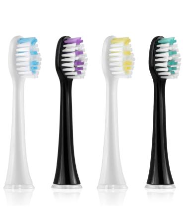 Callysonic replacement brushes standard plug-in brushes suitable for all electric toothbrushes from Callysonic brush heads compatible with Callysonic H31/H49 Electric toothbrushes black and white 4-black/white