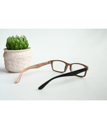 Eyekeper Computer Reading Glasses with UV Protection & Anti-Blue Light - Scratch-Resistant Spring Hinges - Stylish Yellow-Tinted Frames (Black/Brown) - 1.25 Diopters BB40 Lens - Buy Online on GoSupps.com
