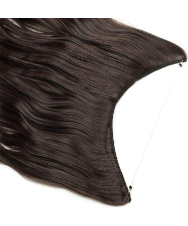 Invisible Secret Hidden Wire in Hair Extensions 20 Inches Long Wavy Curly Synthetic No Clip in Hairpieces Miracle Translucent Fish Line Dark Brown - Buy Online on GoSupps.com