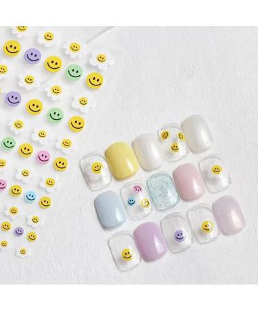 Flower Smile Nail Art Stickers - 3D Self-Adhesive Decals for Women, Girls, Kids - Buy Online on GoSupps.com