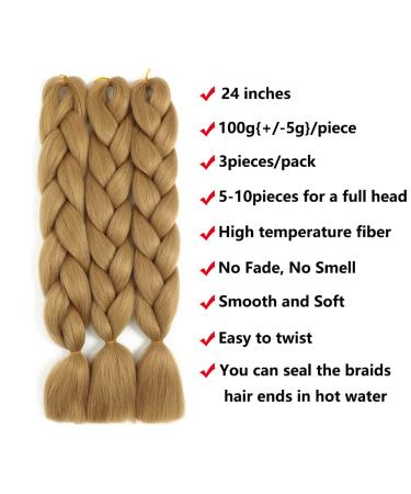 Wowcfyyds 3 Packs Kanecalon Jumbo Braids Ombre Hair Extensions - 24 Synthetic Box Braid - Strawberry Blonde - Buy Online on GoSupps.com