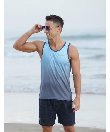 EZRUN Men's Quick Dry Sport Tank Top Blue Gradient - Large | Gym, Fitness, Running Shirt - Buy Online on GoSupps.com