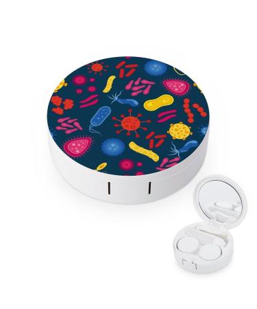 Halloween Christmas Birthday Party Round Case For Contact Lens Kit Storage Box with Mirror Printed