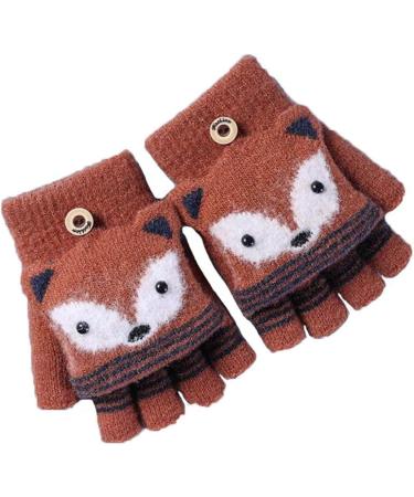 Kids Puppy Flip Top Half Finger Gloves - Fox/Red | Ages 3-8 Yrs - Buy Online on GoSupps.com