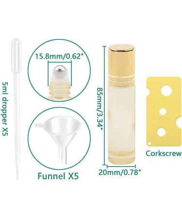Rowiz 10pcs Essential Oils Roll on Bottles 10ml Refillable Empty Glass Rollerball Bottles with Golden Cap Perfect for Homemade Perfume Fragrance Aromatherapy Oils Pearly Golden - Buy Online on GoSupps.com