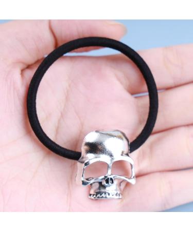 Aneneiceera Gothic Skull Hair Tie Viking Skull Hair Band Rope Black Ponytail Holder Black Rope Hair Ties Scrunchies Punk Ponytail Holder Skeleton Hair Accessories Jewelry for Women and Girls (Silver) - Buy Online on GoSupps.com