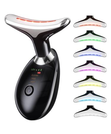 Neck and Face Massager 7- IN -1 Face Sculpting Tool for Skin Care and Double Chin with Vibration Thermal (Black)