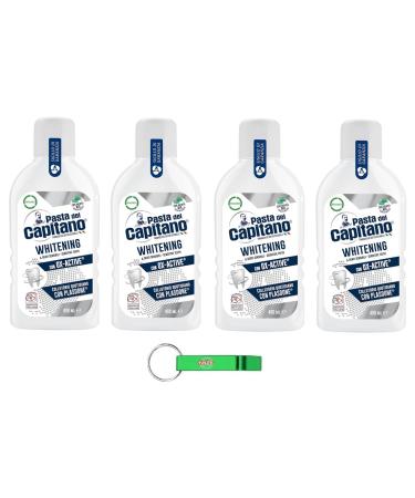 4x Pasta del Capitano Collutorio Whitening & Denti Sensitili - mouthwash sensitive teeth 400ml + Beni Culinari Free keychain