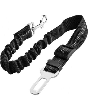 Adjustable Dog Car Seat Belt Harness Pet Safety Belt with Elastic Strap Dog Car Harness for Travel Black 20in-29in long
