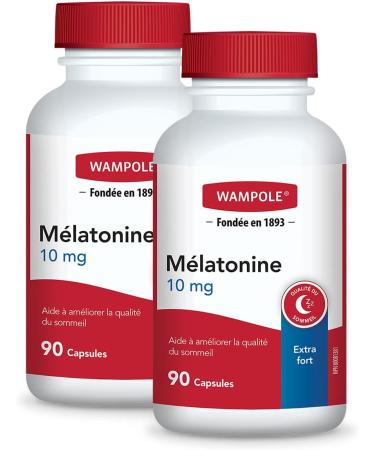 Wampole Melatonin 10 mg Extra Strong Promotes Sleep Quality & Duration (2 Pack) 180 count (Pack of 1) - Buy Online on GoSupps.com
