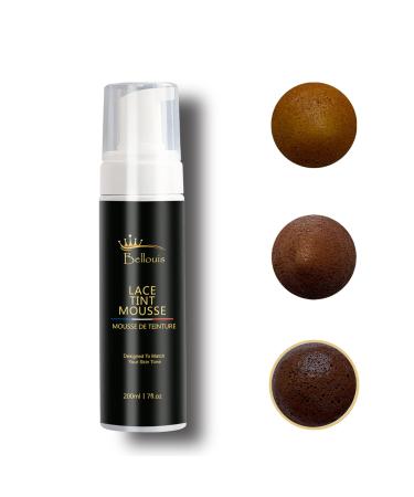 Bellouis Lace Tint Mousse, Melting Hair Mousse, Tinting Foam, Wig Tint 200ml/7fl.oz, Dark Brown