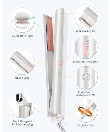 CkeyiN 2-in-1 Hair Straightener and Curler 1 inch Ceramic Flat Iron - 5 Adjustable Temperatures, Dual Voltage - Fast Heating - Buy Online on GoSupps.com