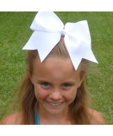 CEELGON 20 Pcs White Cheer Bows - Large 8 Inch Hair Bows for Breast Cancer Awareness - Perfect for Toddler Girls, Teen Cheerleaders, Softball Teams - Bulk Pack - Buy Online on GoSupps.com