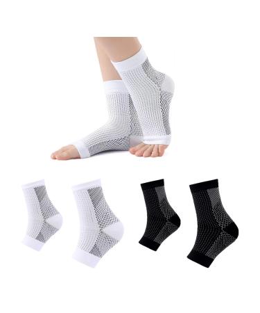 GANMFOYC 2 Pairs Plantar Fasciitis Compression Socks Heel Spur Bandage Foot Bandage for Sports Fitness S - M Black White