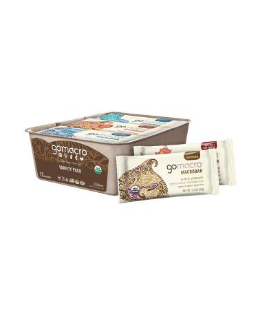 GoMacro MacroBar Organic Vegan Protein Bars - Variety Pack (2.0-2.4 Ounce Bars, 12 Count)