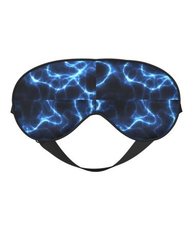 Blue Lightning Print Sleep Eye Mask Blindfold with Elastic Strap Headband Soft Eye Cover Eyeshade for Night Sleeping Travel