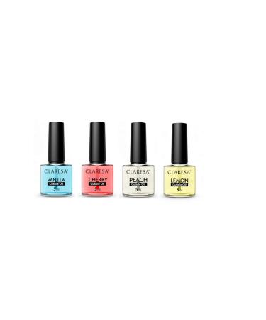 Set of 4 Cuticle Revitalizing Oil Claresa Manicure Treatment Conditioner 5ml Scented Vanilla Cherry Lemon Peach