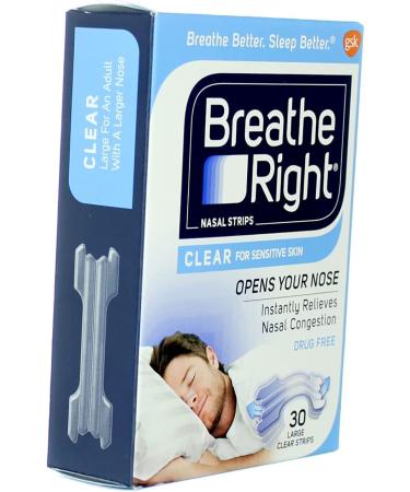 Breathe Right Nasal Strips Clear for Sensitive Skin - Large 30-Pack - Buy Online on GoSupps.com