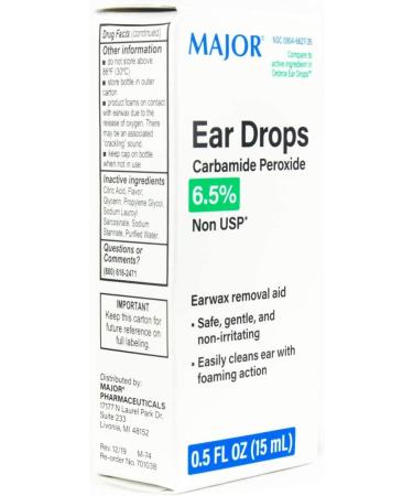 Debrox Generic Ear Drops 6.5% Carbamide Peroxide - 1 oz (2 Bottles) - Buy Online on GoSupps.com