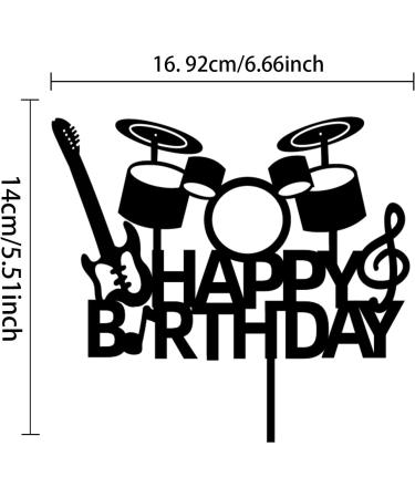 PLIGREAT Happy Birthday Cake Toppers Black Acrylic Cake Toppers Cupcake Toppers Music Cake Topper for Bands Music Players Musicians Birthday Party Cake Decorations Cake Shops Supplies - Buy Online on GoSupps.com
