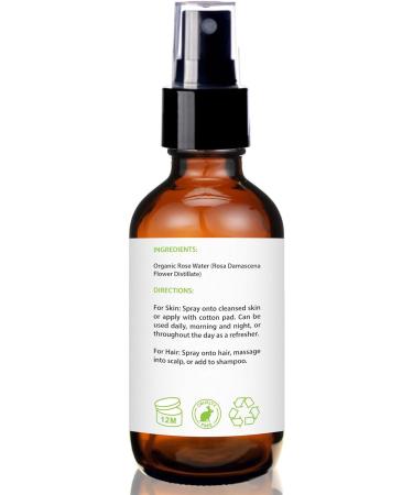 USDA Organic Rose Water Spray - 100% Pure Facial Toner & Hair Mist - Alcohol Free - 4 Oz - Buy Online on GoSupps.com