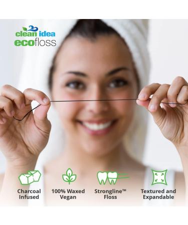 Ecofloss 6x25m Charcoal Mint Dental Floss - Natural Unwaxed Biodegradable Bamboo Floss Refill - Buy Online on GoSupps.com