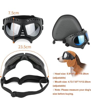 SLDPET Small Breed Dog Sunglasses - UV Glasses for Long Snout Dogs - Adjustable Straps - Black with Blue Lens - Buy Online on GoSupps.com