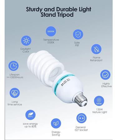 2pcs 135W CFL Daylight Spiral Softbox Lighting Kit Bulb 5500K E27 Socket for Photography - 2 Count - Buy Online on GoSupps.com