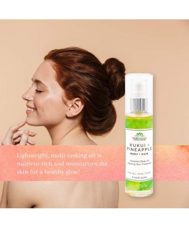 Kukui Pineapple Body & Hair Oil - Hawaiian Glow Treatment Non-GMO Vegan Moisturizer for All Skin Types - 3.5oz - Buy Online on GoSupps.com
