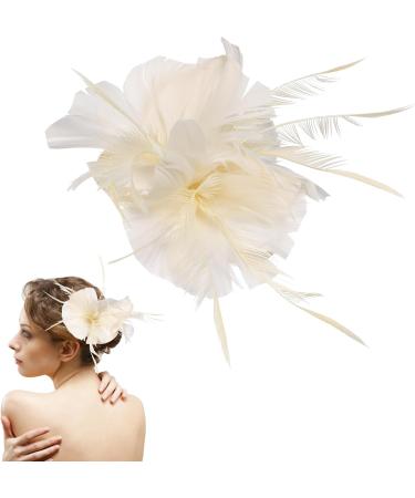 Lurrose 1PC Fascinator Hair Clip Fascinator Hair Pin Hair Clip Fascinator Hair Accessories for Women Wedding Tea Party Hat Beige - Buy Online on GoSupps.com