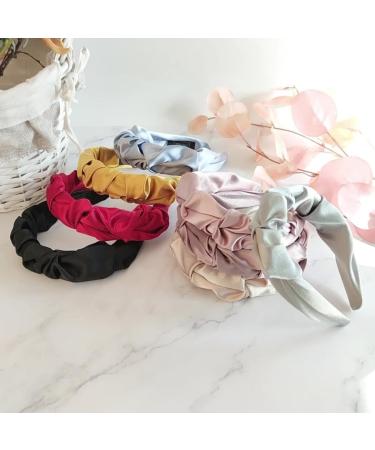 Women's Chiffon Pleated Headband Wide Hair Band Vintage Headband Hair Accessories Non-Slip Headbands Headwear Headbands for Women Girls Daily Wear Yellow - Buy Online on GoSupps.com