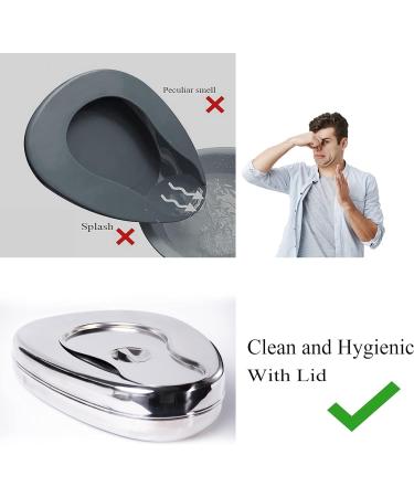 Stainless Steel Bedpan Firm Thick Stable Bedpan Heavy Duty Smooth Contoured for Male Female Bed-Bound Patient Personal Care - Buy Online on GoSupps.com