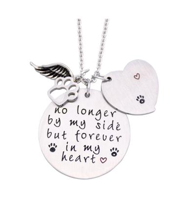 O.RIYA Loss of Pet Necklace, Dog Cat Hand Stamped Jewelry, Pet Memorial Necklace white