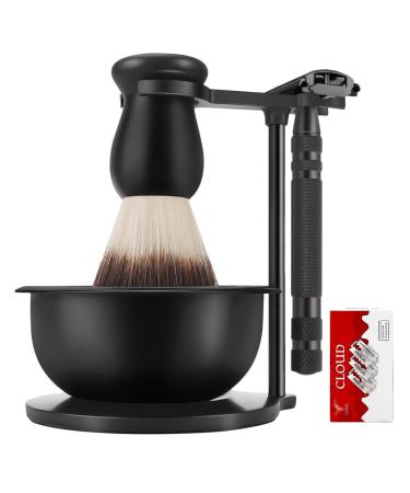 Deluxe Shaving Kit for Men Wet Shave Safety Razor with 10 Blade Refills Friendly Shaving Brush Heavyweight Base Shaving Stand SUS304 Stainless Steel Soap Bowl