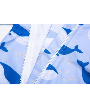 BONVERANO Baby Boys Swimsuit | Short-Sleeve One Piece Swimwear | UPF 50+ Sun Protection | 6-9 Months (Blue Whale) - Buy Online on GoSupps.com