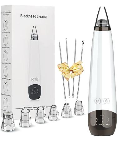 Blackhead Remover Pore Vacuum Cleaner - Upgraded Facial Pore Cleaner - Electric USB Pore Vacuum with 5 Probes - Upgraded Blackhead Suction Tool - Blackhead Remover Kit (Light White) GTO9