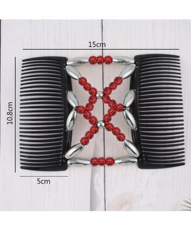 Kytpyi 2-Piece Hair Comb & Clips Set - Stretchy Red Hair Accessories for Thick & Fine Hair Durable Double Comb with Pearls for Women & Girls DIY Hairstyles - Buy Online on GoSupps.com