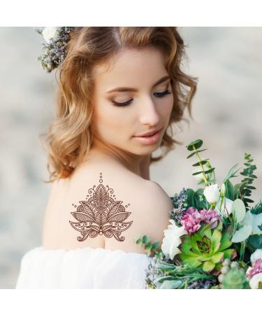 Brown Henna Temporary Tattoos - Butterfly Stars Lace Design | Waterproof Semi-Permanent Stickers for Wedding Party - 6PCS - Buy Online on GoSupps.com