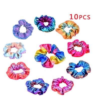 10 Rainbow Metallic Hair Ties for Women - Elastic Rubber Band Hair Bands - International Shipping Available - Buy Online on GoSupps.com