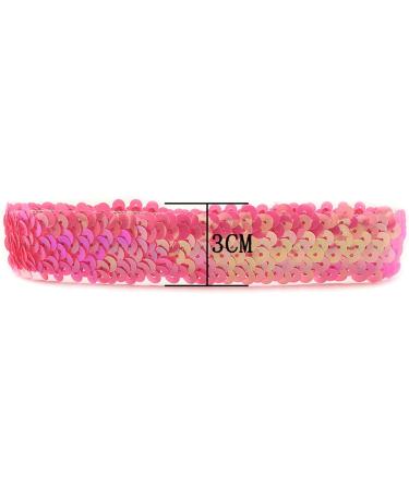 Sequin Headband 8 Pieces Elastic Sparkly Headband Adjustable Size Disco Headband Bling Sport Head Band Glitter Headband for Women (8 Color) - Buy Online on GoSupps.com