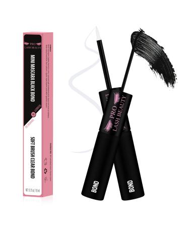 PRO Upgraded Lash Bond Cluster Lash Bond 2 IN 1 for Lash Clusters DIY Eeyelash Extension Lash Glue Mascara Wand Long Lasting Glue(10ml Black Bond & Clear Bond) 10.00 ml (Pack of 1) Black Bond and Clear Bond
