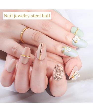 Nail Art Caviar Beads Set - 5 Boxes Mini Steel Ball Manicure Accessories for DIY 3D Decorations - Silver, Golden, Rose Gold - Buy Online on GoSupps.com