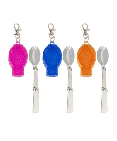 AUEAR, 3 Pack Foldable Multi-Function Stainless Steel Spork Flatware Cutlery Spoon Fork with Carrying Case Travel and Other Outdoor Activities - Buy Online on GoSupps.com