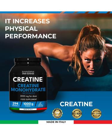 Bandini Creatine Monohydrate Powder 1kg - Pure Micronized Creatine for Improved Gym Performance, Muscle Power & Strength | Vegan & Non-GMO - Buy Online on GoSupps.com