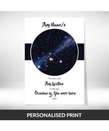 Personalized Sky/Star Map Print: Unique Gift for Birth, Christening, Mother's Day, Father's Day - Custom Night Sky Poster for Any Location - Picture/Print Only - Buy Online on GoSupps.com