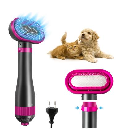 FIRE BULL Pet Hair Dryer 2 in 1 Hair Dryer Comb Quiet Pet Care Comb (European Standard Red Adhesive Bead)