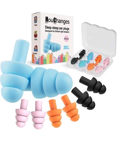 Ear Plugs for Sleep Soft Silicone Reusable Earplugs for Sleeping Noise Cancelling(4Pairs) 4 Pairs EarPlugs
