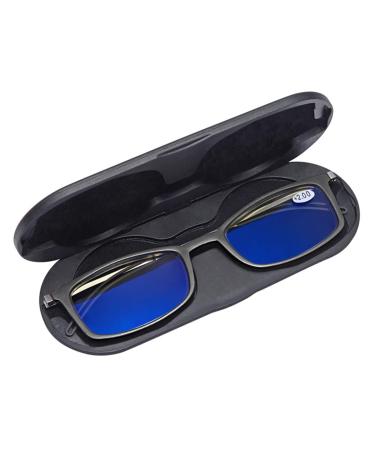Ultra-thin Blue Light Blocking Reading Glasses Portable Flat Folding Reader for Men Women with Protective Case 1.5x Black