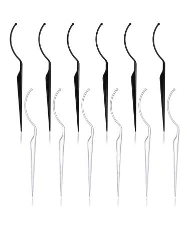 12 Pcs False Eyelashes Display Stick Eyelashes Applicator Tool 3D Eyelash Extensions Style Try on Sticks Planting Grafted Eye Lashes Applicator (Black Transparent)