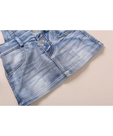 KIDSCOOL SPACE Baby Denim Overalls Dress | Little Girls Jean Jumper | Light Blue | Size 4-5 Years - Buy Online on GoSupps.com